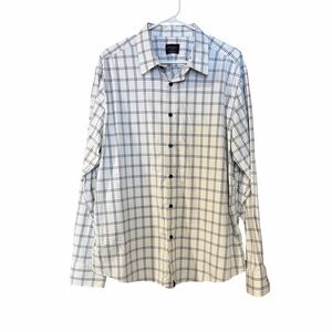 UNTUCKit Tayson Long Sleeve Button Up Shirt white Windowpane plaid check pattern